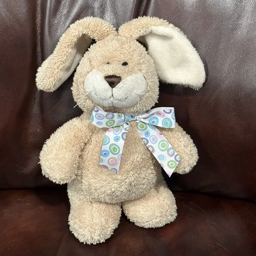 Gund Bunny Rabbit Easter‎ Plush 12 Inch Tan Floppy Ear  Stuffed Animal Bowtie
